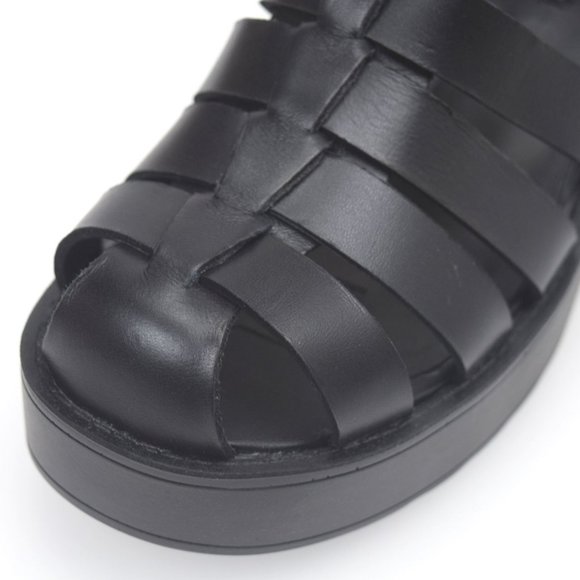 WINDSOR SMITH Lily Black Leather 90s Chunky Platform Block Heel Sandals - Picture 11 of 16